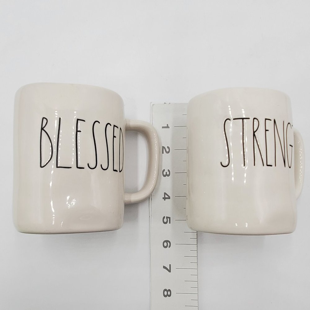 Rae Dunn Pottery Mugs “STRENGH” & “BLESSED” - Picture 12 of 14